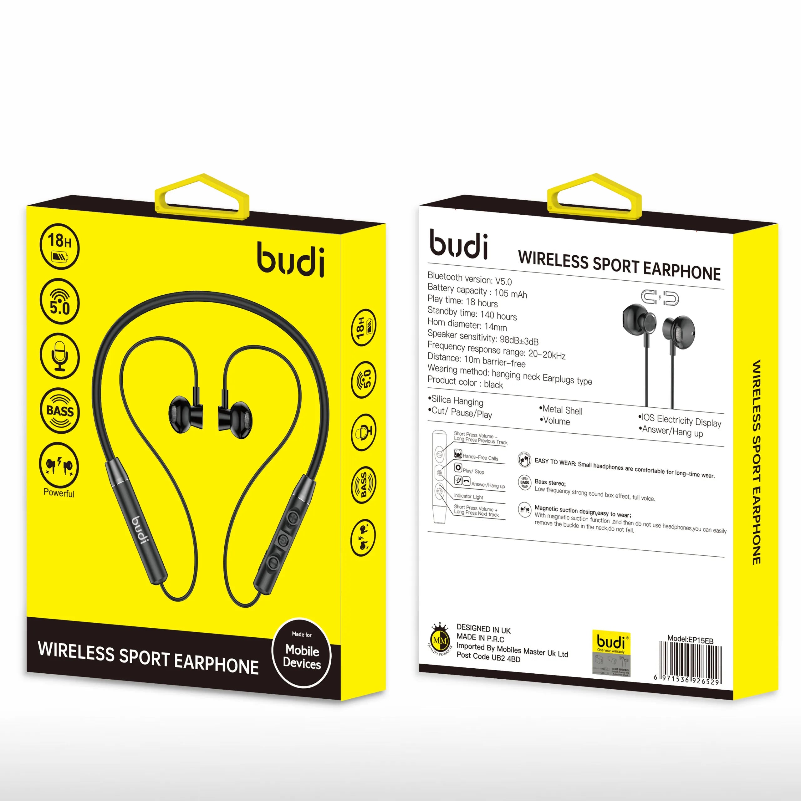 Budi Bluetooth Sports Earphones